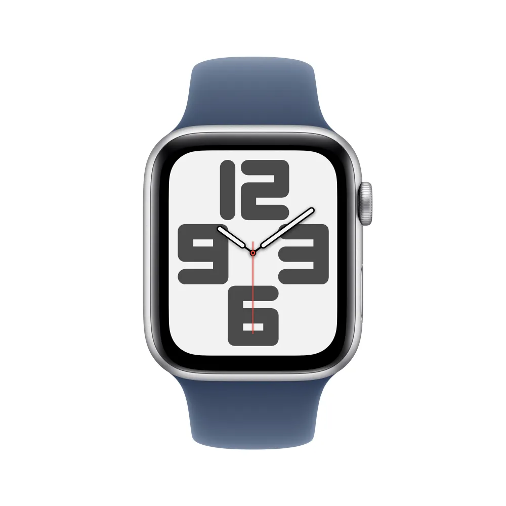 Apple Watch SE GPS 44mm Silver Aluminium Case Denim Sport Band - M/L