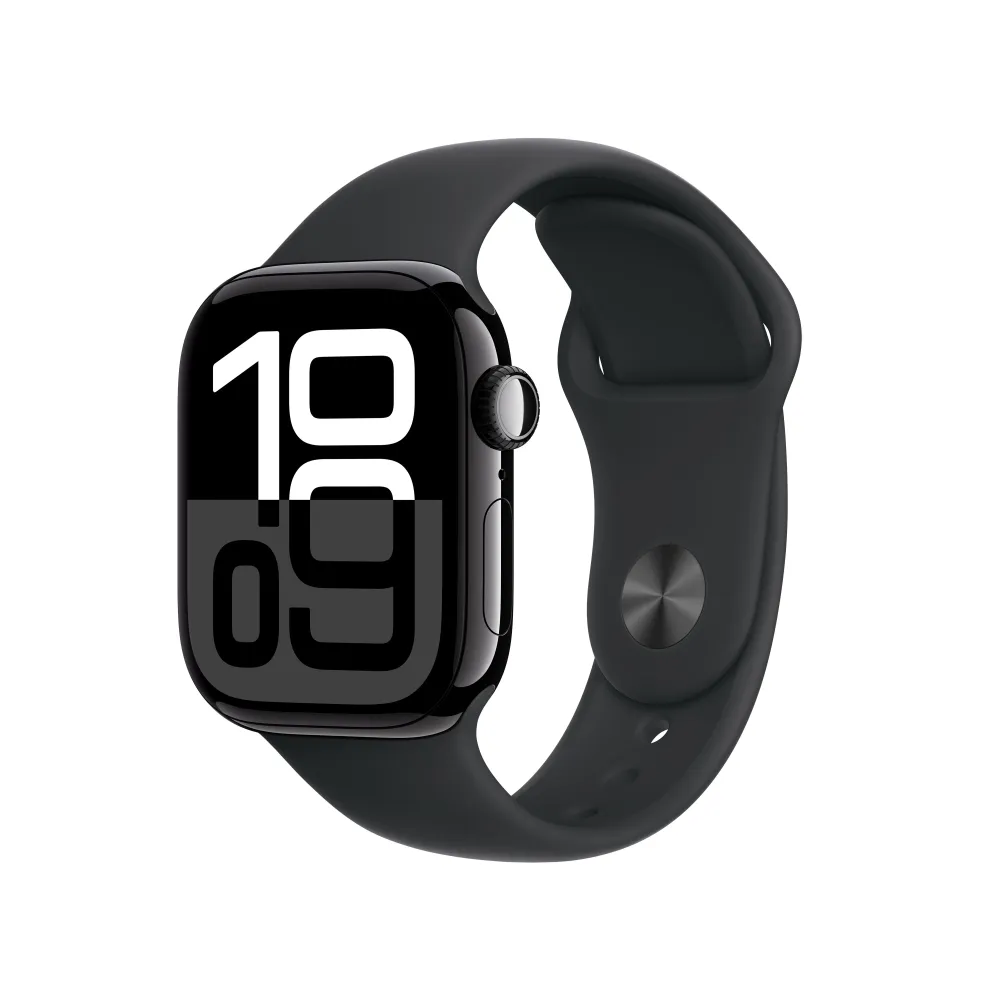 Apple Watch Series 10 GPS + Cellular 42mm Jet Black Aluminium Case Black Sport Band - S/M