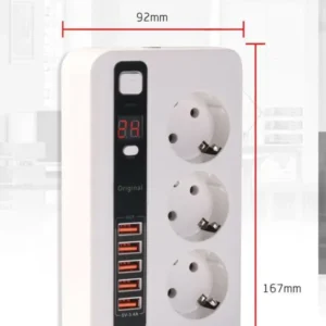 Power Socket разклонител с x5 USB и 3x220V гнезда 3.4А 2м.