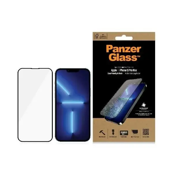 Антибактериален скрийн протектор PanzerGlass E2E Microfracture за iPhone 13 Pro Max, с черна рамка