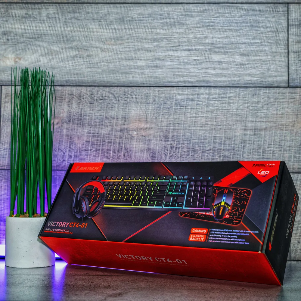 Геймърски комплект JERTECH VICTORY CT4‑01 – клавиатура, мишка, слушалки и пад