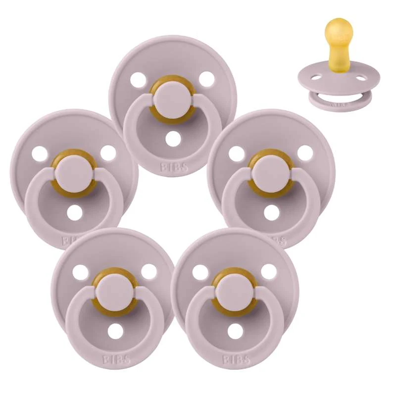 Bibs Round Colour Pacifier - Bundle - 5 pcs. - sz. 2 - Dusky Lilac