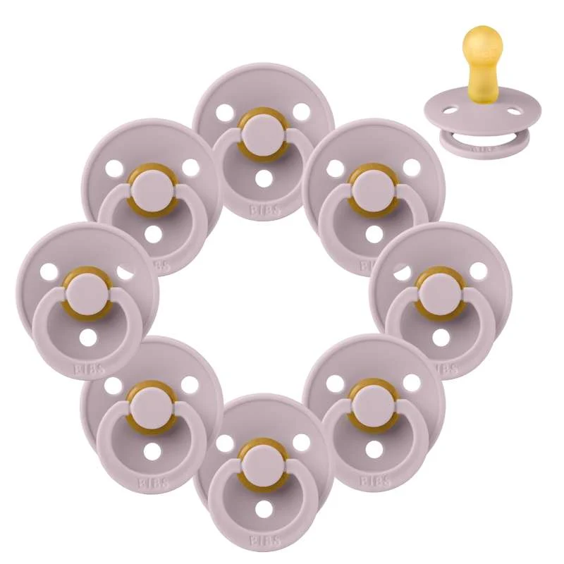 Bibs Round Colour Pacifier - Sampler - 8 pcs. - sz. 2 - Dusky Lilac