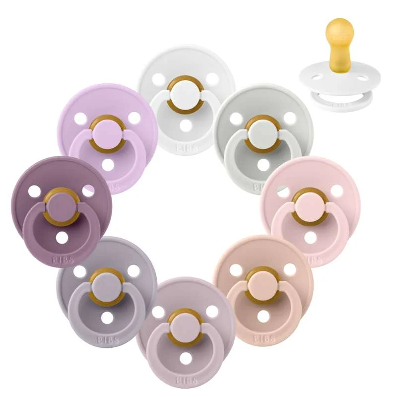 Bibs Round Colour Pacifier - Sampler - 8 pcs. - sz. 2 - Lovely Lilacs