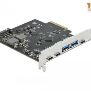 Контролер Delock PCI Express Card x4 -> 3 x USB-C + 2x USB- 10Gbps
