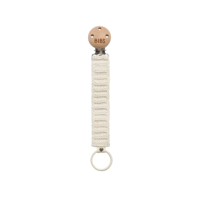 Силиконов калъф BIBS Accessories - Knitted Pacifier Clip - Ivory