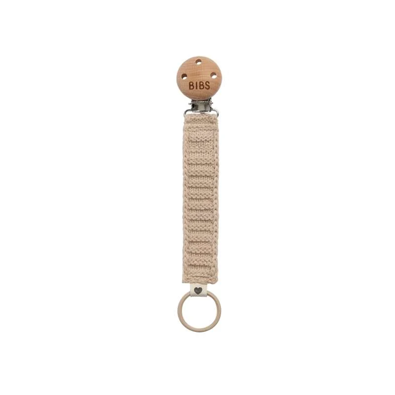 Бързо зареждане BIBS Accessories - Knitted Pacifier Clip - Vanilla