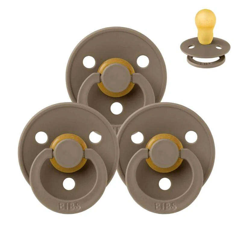 Bibs Round Colour Pacifier - Bundle - 3 pcs. - sz. 3 - Dark Oak
