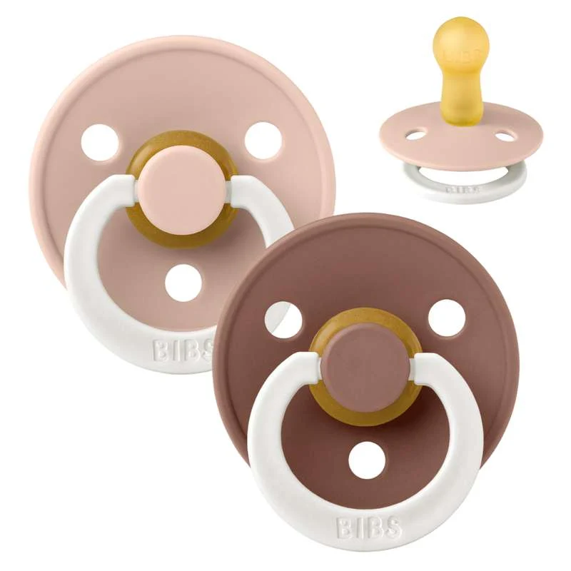 Bibs Round Colour Pacifier - 2-Pack - sz. 2 - natural tpr - GLOW - Blush/Woodchuck