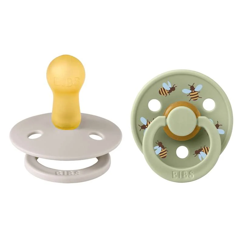 Bibs Round Colour Pacifier - 2-Pack - sz. 2 - natural rubberized - Studio - Bumblebee - Mushroom Mix