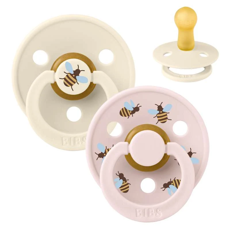 Bibs Round Colour Pacifier - 2-Pack - sz. 2 - natural tpr - Studio - Bumblebee - Ivory Mix