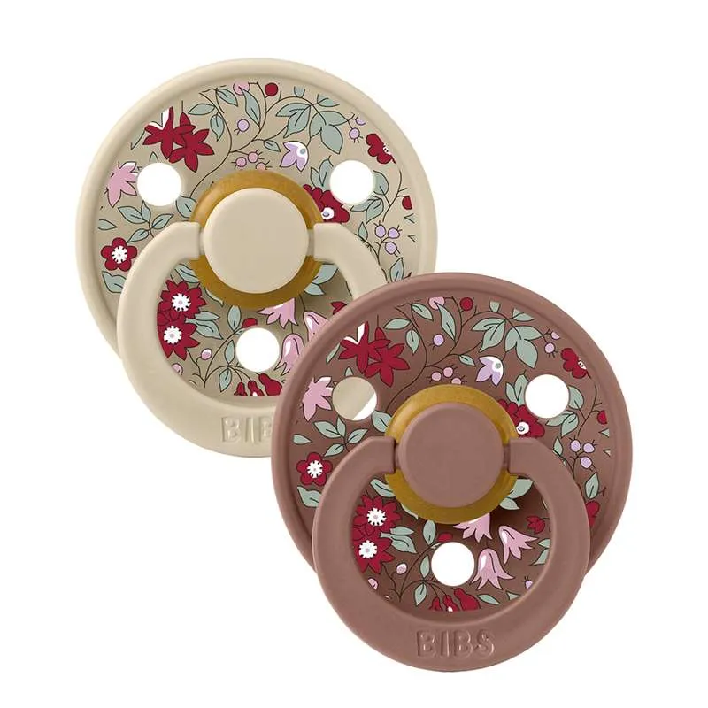 Bibs Round Colour Pacifier - 2-Pack - sz. 2 - natural tpr - Liberty - Chamomile Lawn/Woodchuck Mix