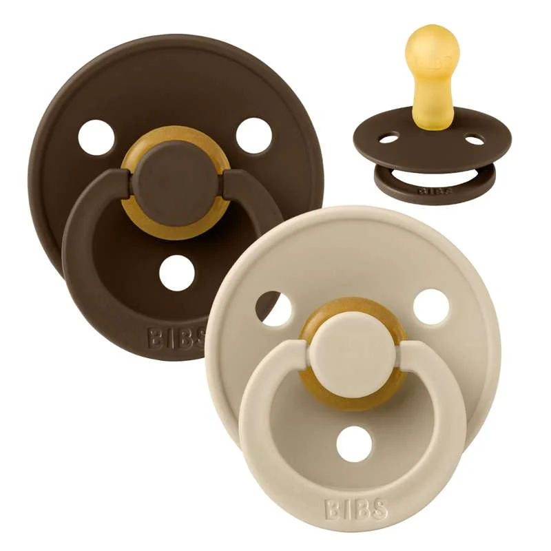 Bibs Round Colour Pacifier - 2-Pack - sz. 2 - natural tpr - Mocha/Vanilla