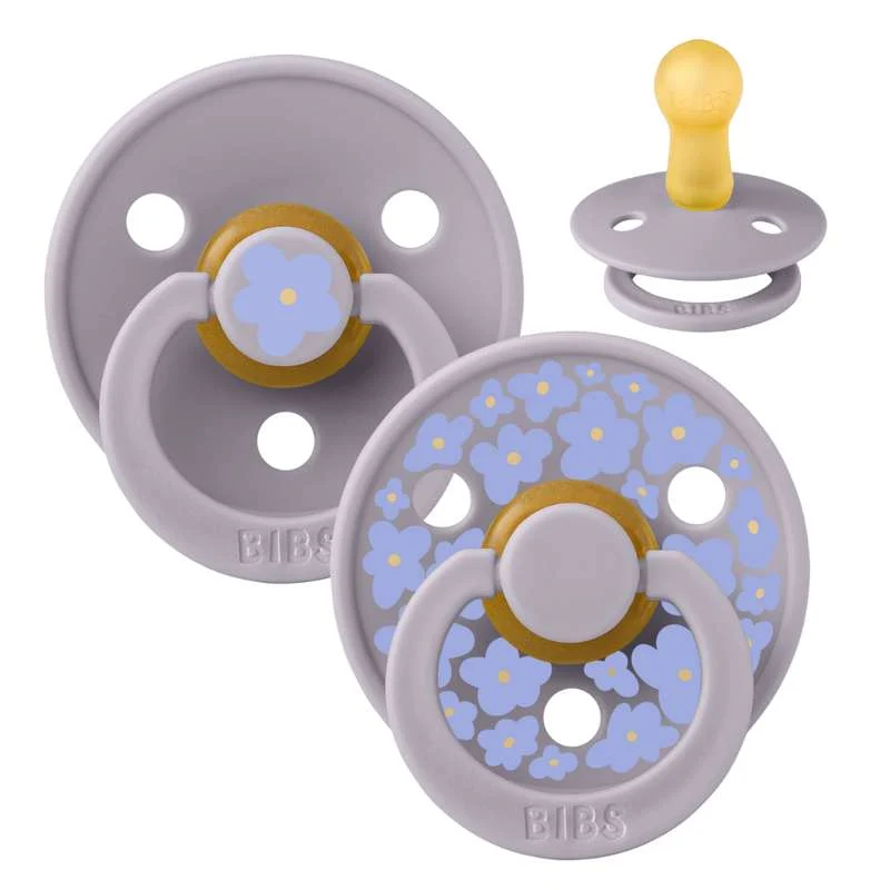 Bibs Round Colour Pacifier - 2-Pack - sz. 2 - natural tpr - Studio - Jasmine - Fossil Grey/Fossil Grey
