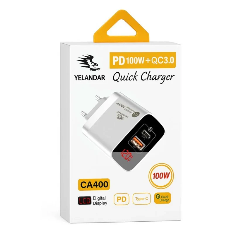 100 W PD + QC 3.0 Супер Бързо Зарядно Yelandar CA400