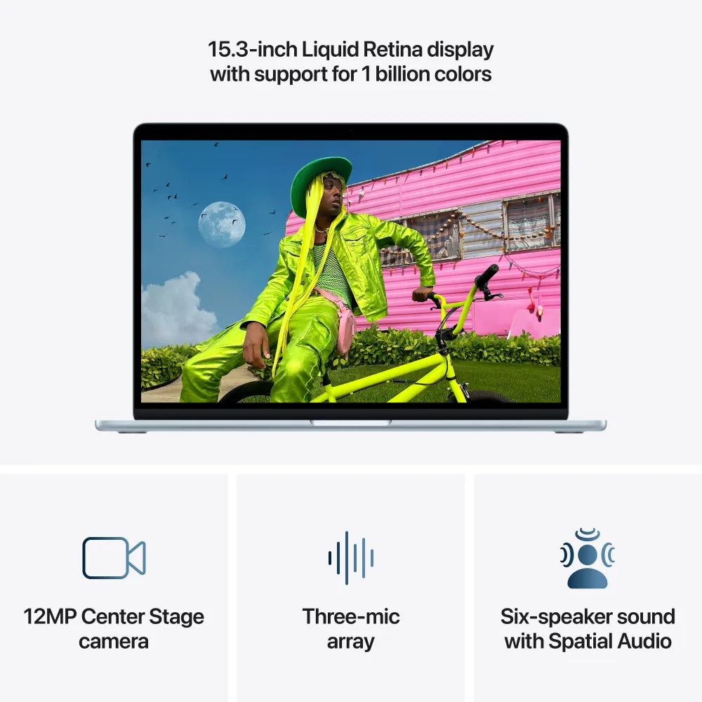 15-inch MacBook Air: Apple M5 chip 10-core CPU and 10-core GPU, 1TB SSD - Sky Blue