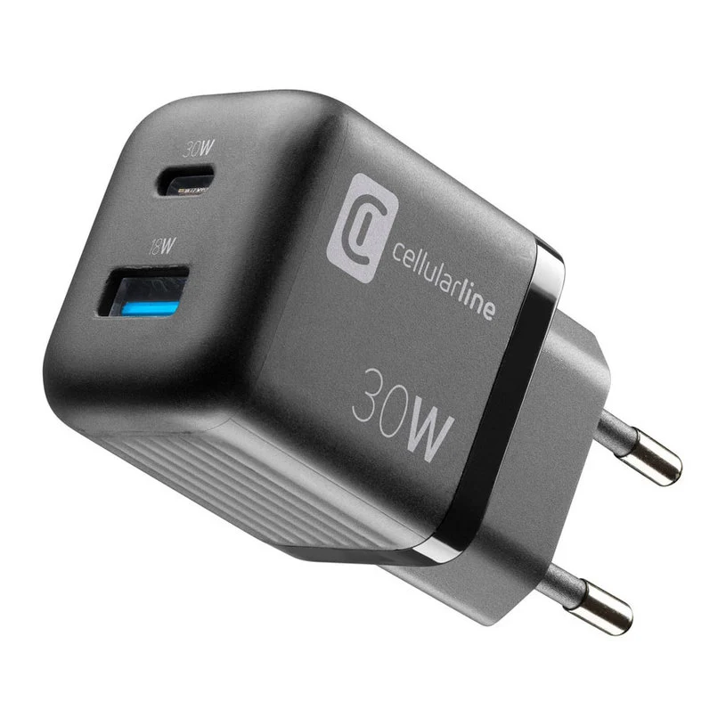 ЗАРЯДНО 220V 30W PD GAN USB+TYPE-C BK^