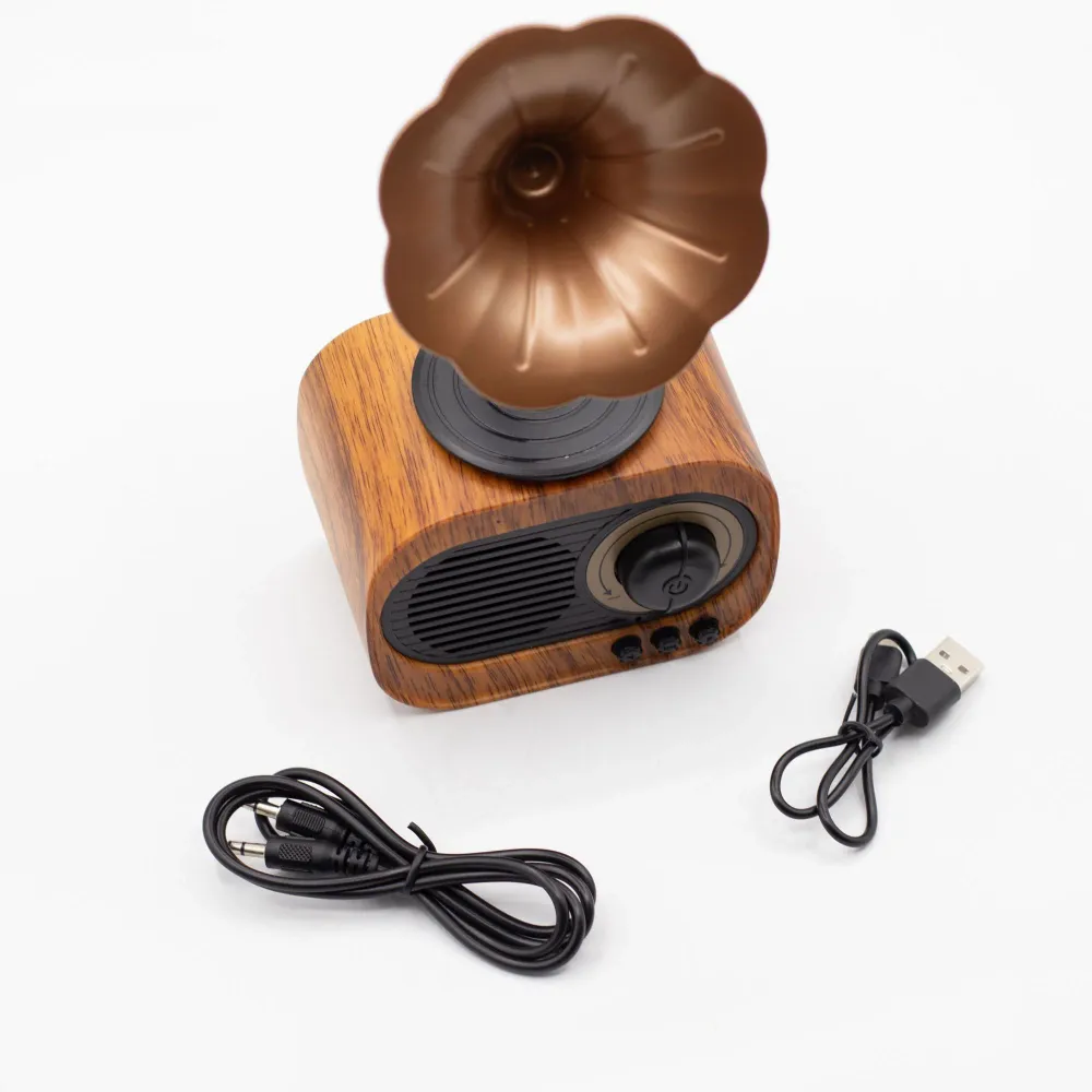 Ретро мини грамофон високоговорител – Bluetooth и FM радио – 5 вата x 1