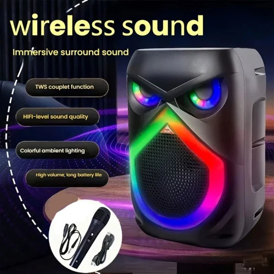 „Bluetooth Тонколона E-8803 – 10W С Бас, RGB Светлини И TWS Стерео“