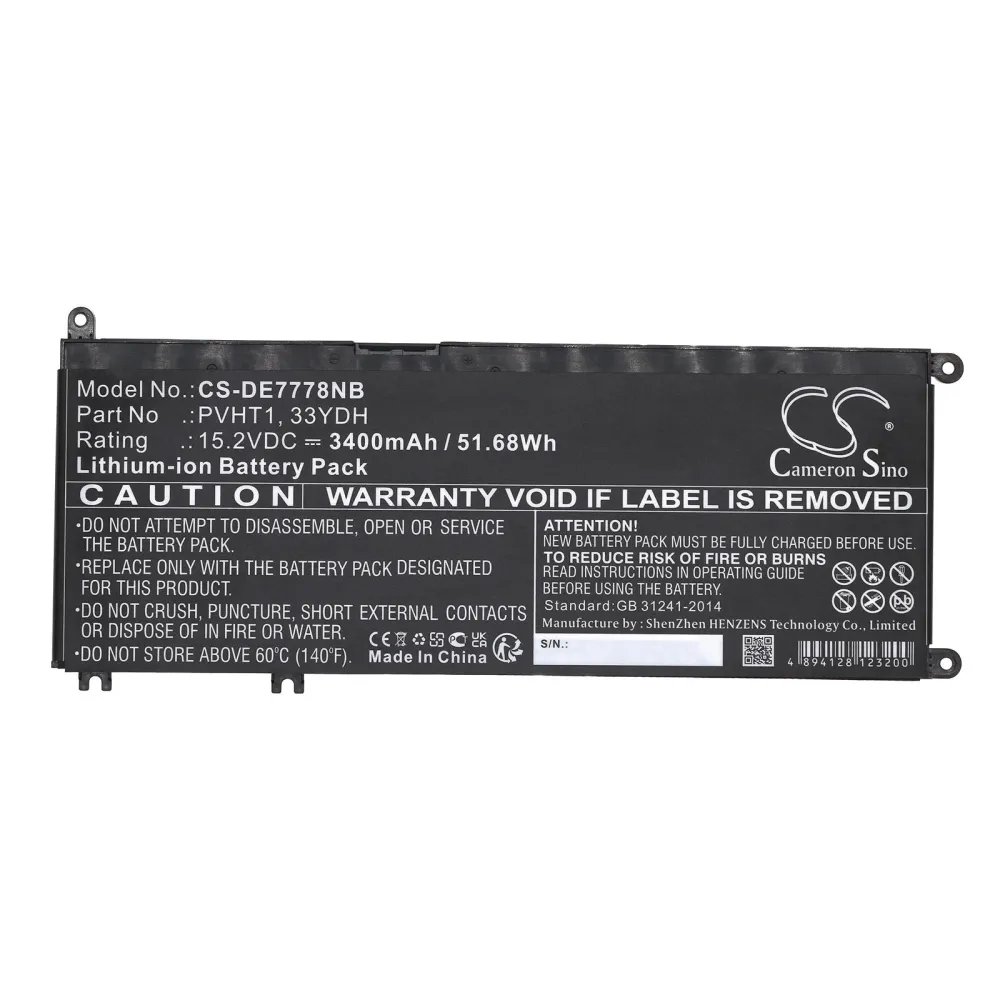 Батерия за лаптоп DELL G3 15, G5 15 5587, INS 15PD-1863BL, Latitude 15 3590, 33YDH, W7NKD, LiIon 15.2V 3400mAh CAMERON SINO