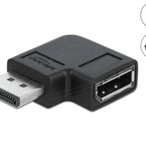 Адаптер Delock 90° DisplayPort 1.4 , 20 pin мъжко (male) към DisplayPort 1.4 20 pin женско (female), 8К 7680 x 4320 @ 60 H...