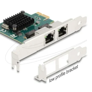 Мрежова карта Delock 2x Gigabit LAN RJ45 jack, PCI Express x1 V2.0