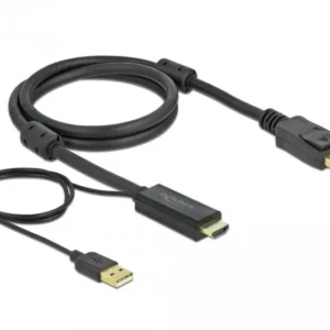 Кабел Delock HDMI мъжко - DisplayPort USB мъжко, 4K 30 Hz, 1 м, Черен