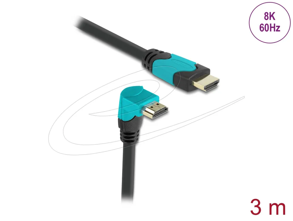 Delock Кабел HDMI, 90°, 48 Gbps 8K 60 Hz, 3 м