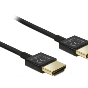 Кабел Delock HDMI- мъжко - HDMI- мъжко, Ethernet, 3D, 4K, 0.25 м, Черен