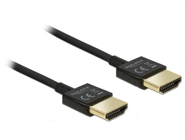Кабел Delock HDMI- мъжко - HDMI- мъжко, Ethernet, 3D, 4K, 0.25 м, Черен