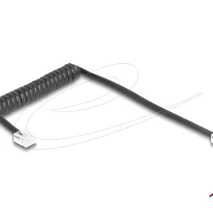 Delock Телефонен кабел спирален кабел RJ11 plug -RJ11 plug , черен 1 м