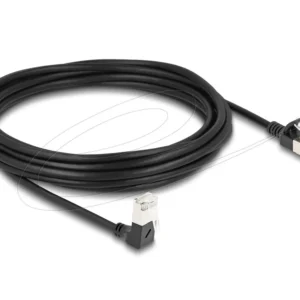 Мрежов кабел Delock RJ45 Cat.6A S/FTP Slim под ъгъл 90° / прав 5 m, черно