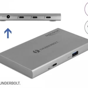 Delock Thunderbolt 4 хъб - 3x Thunderbol 4, 1x USB-, сив