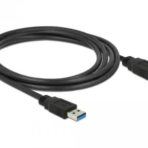 Кабел Delock USB- мъжко - USB-B мъжко, 2.0 м, USB3.0, Екраниран, Черен