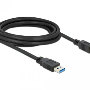 Кабел Delock USB- мъжко - USB-B мъжко, 3 м, USB3.0, Екраниран, Черен