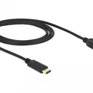 Кабел DeLock, USB-C мъжко - USB-B мъжко, USB 2.0, 1.0 м, Черен