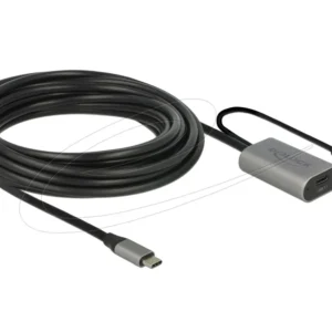 Delock Кабел активен удължителен USB-C към USB-C женско , 5m, (доп. DC захранващ сокет за опцион. захр.)
