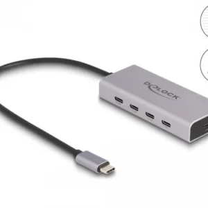 Докинг станция Delock, USB-C - 4 x USB-C, USB-C PD, 85 W, 10 Gbps