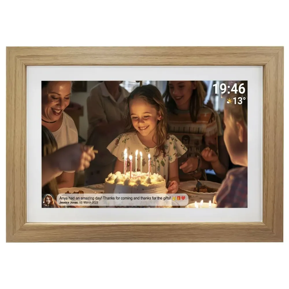Denver, Електронна рамка за снимки PFF‑1543LW 15.6″ Full HD Wi‑Fi, 16 GB, светъл дъб
