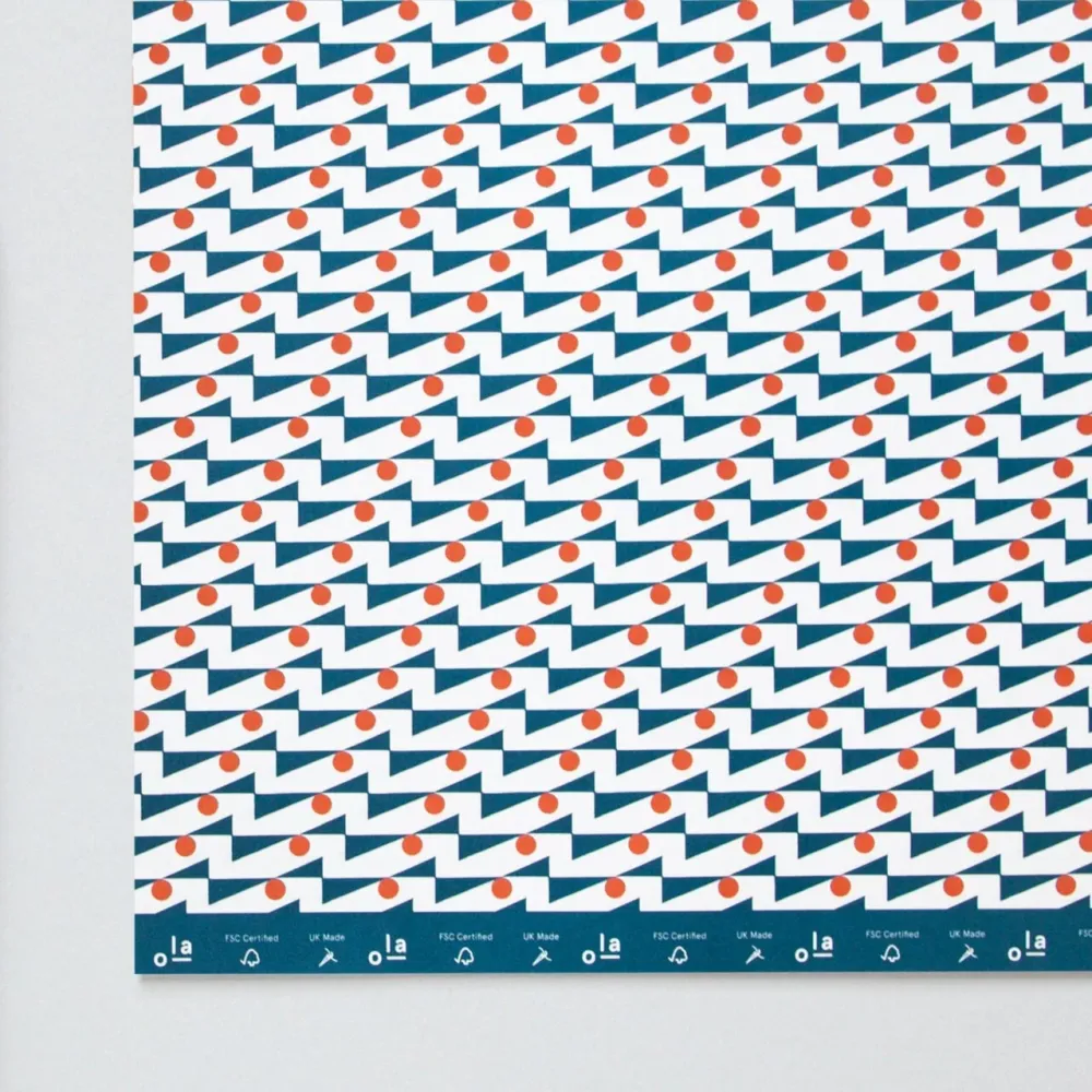 Опаковъчна хартия Enid print - Dark Turquoise / Red