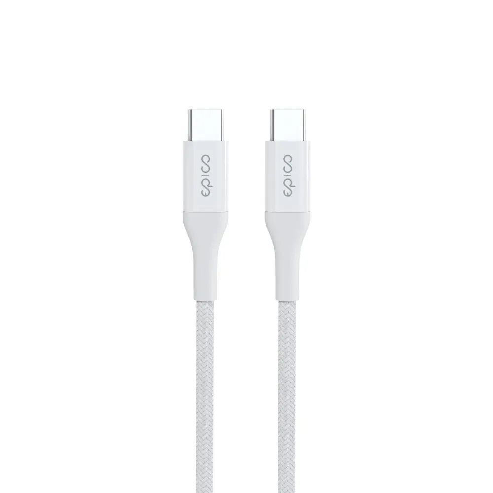 Epico Braided PD Cable 0.3m USB-C to USB-C - white