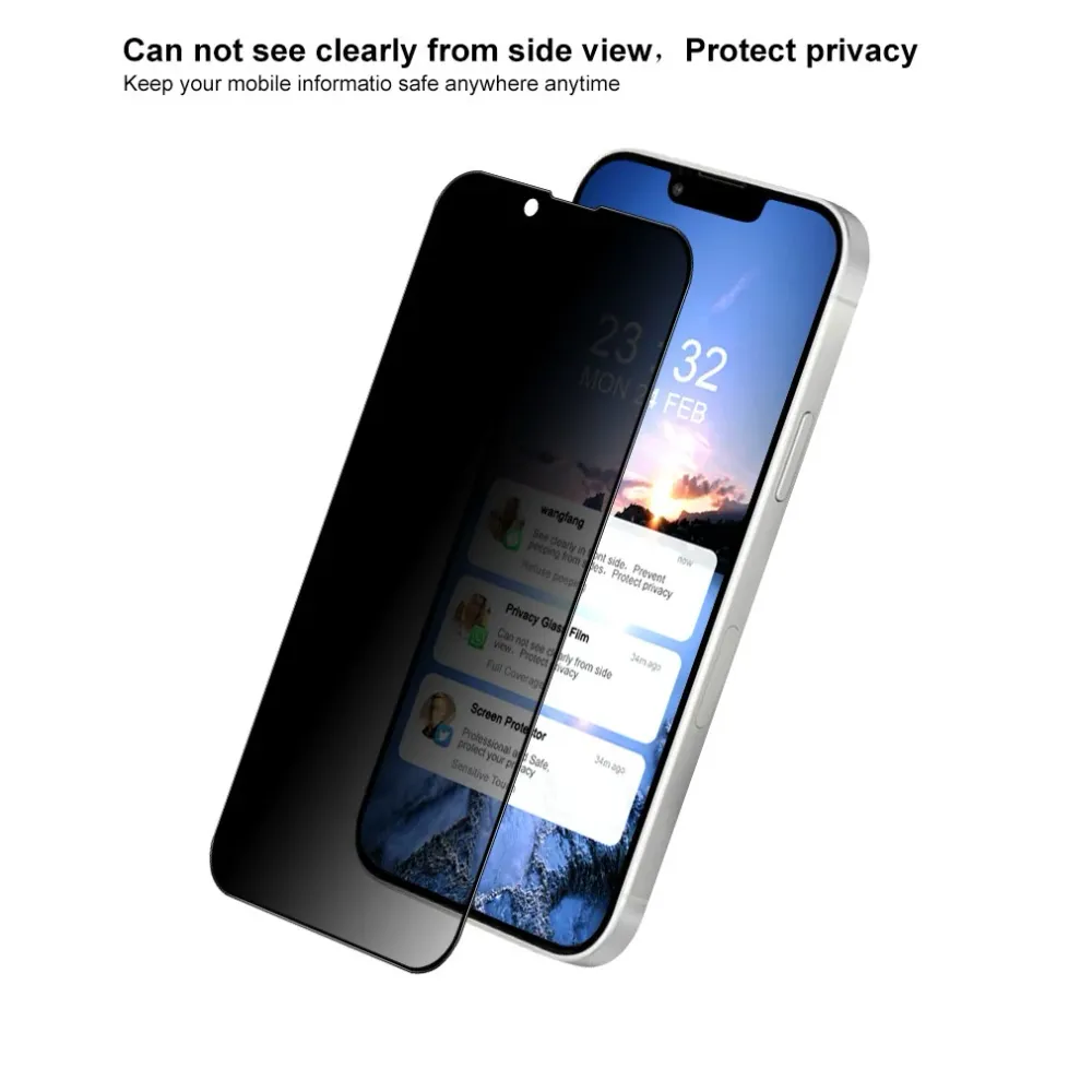 Folie Sticla securizata compatibila cu Vivimall® Apple iPhone Apple iPhone 13 Mini Full Glue Privacy Negru