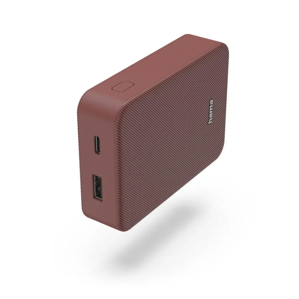 HAMA Външна батерия "Colour 10", 10000 mAh, 2 изхода: USB-C, USB-, червена