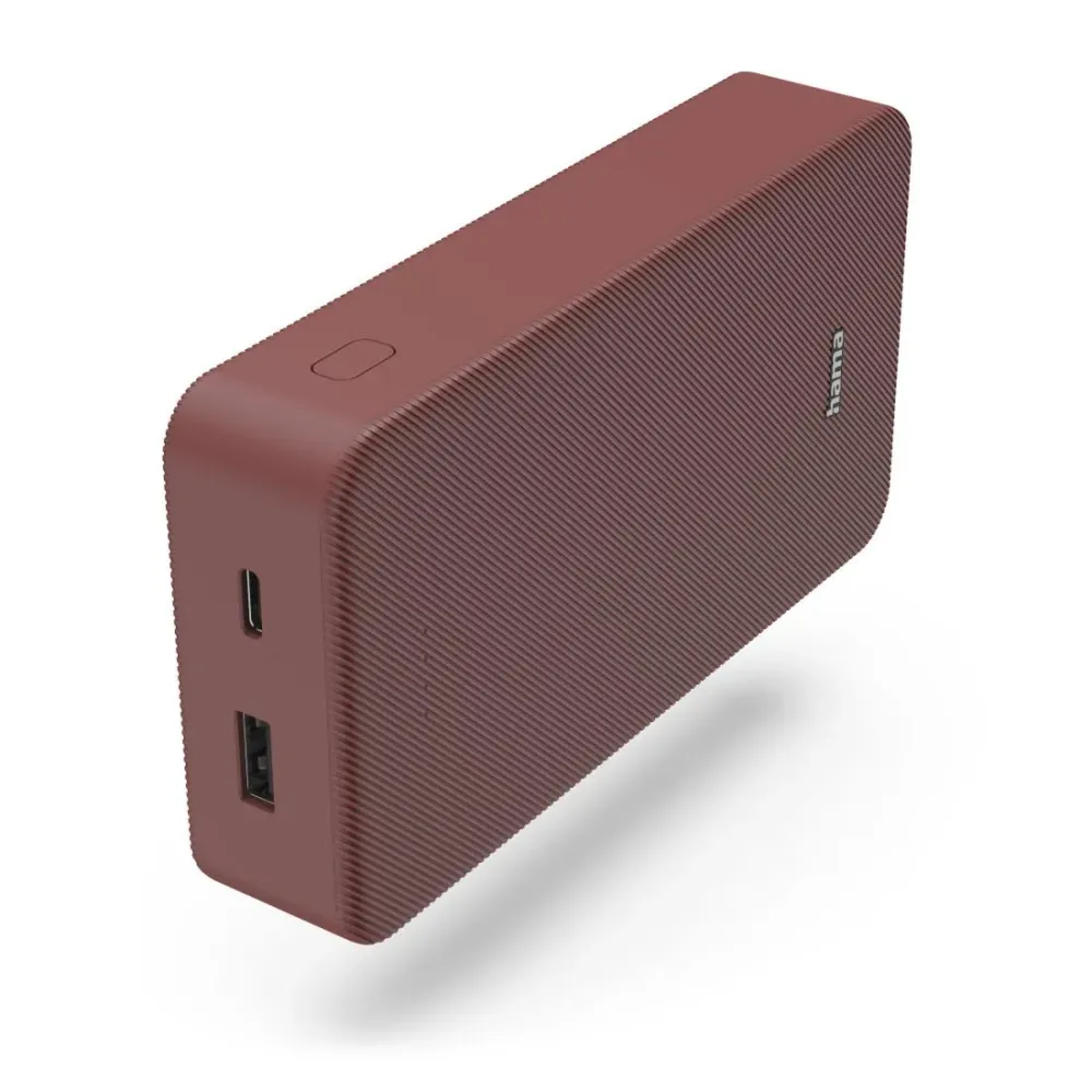 HAMA Външна батерия "Colour 20", 20000 mAh, 2 изхода: USB-C, USB-, червена