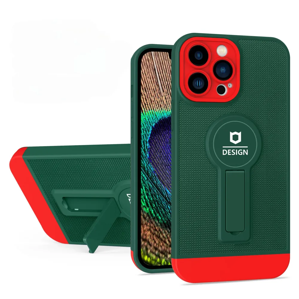 Husa Armor Design cu Stand pentru Samsung A22 5G Verde/Rosu, Suport Auto Magnetic, Protectie Antisoc, Vivimall