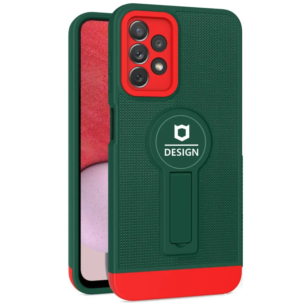 Husa Armor Design cu Stand pentru Samsung Galaxy A53 5G, Verde/Rosu, Suport Auto Magnetic, Wireless Charge, Protectie Anti...