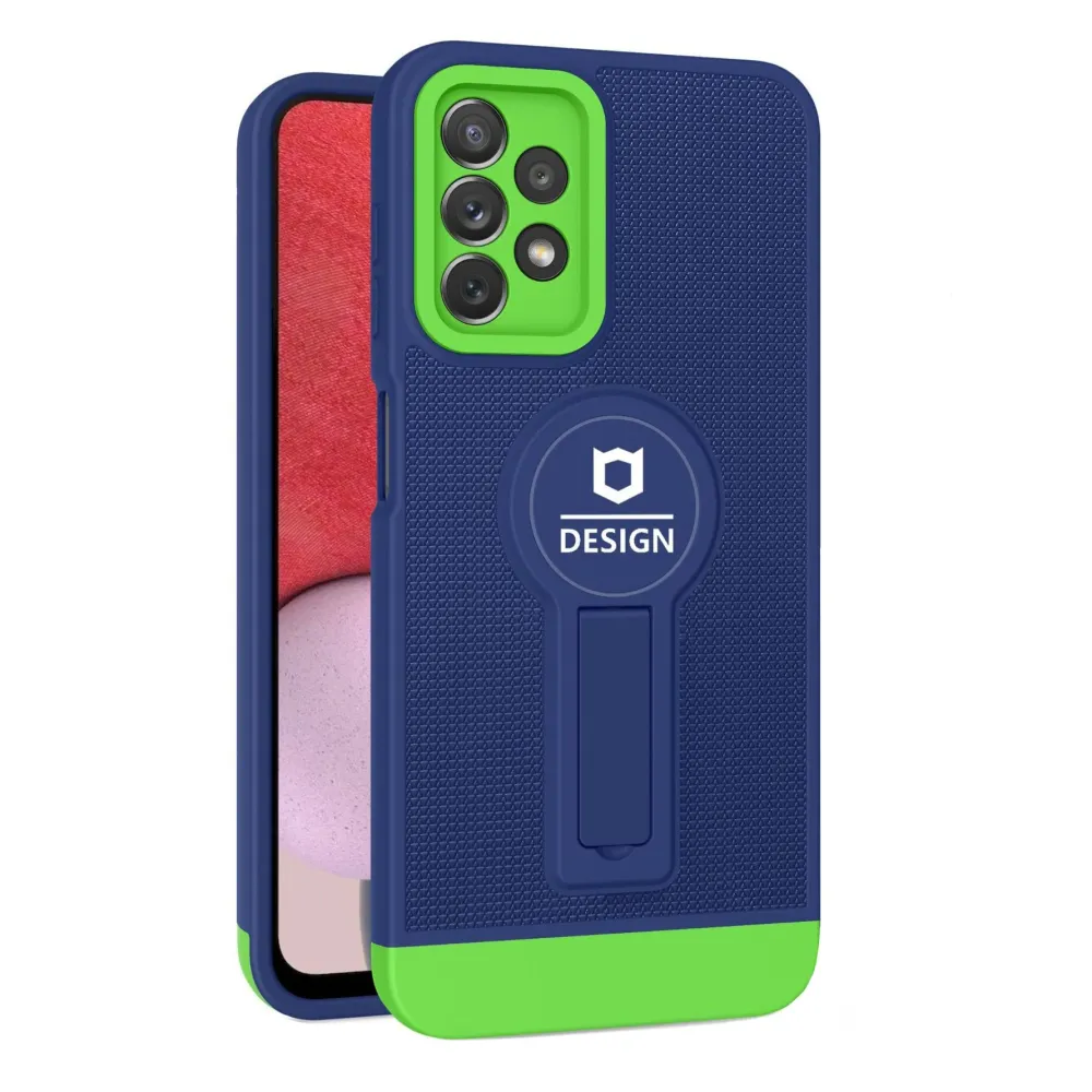 Husa Armor Design cu Stand pentru Samsung Galaxy A33 5G, Albastru/ Verde, Suport Auto Magnetic, Wireless Charge, Protectie...