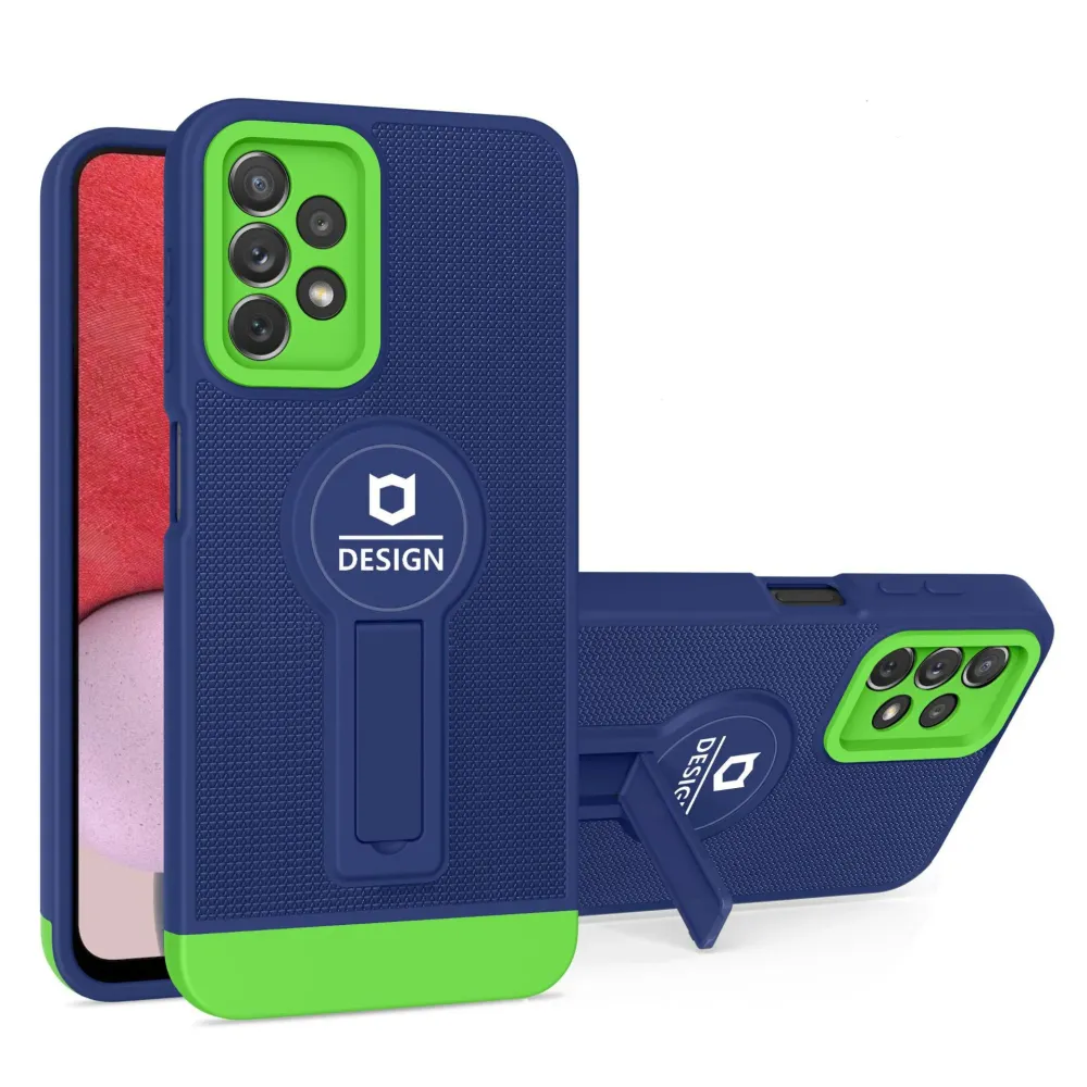 Husa Armor Design cu Stand pentru Samsung Galaxy A13 4G, Albastru/ Verde, Suport Auto Magnetic, Wireless Charge, Protectie...