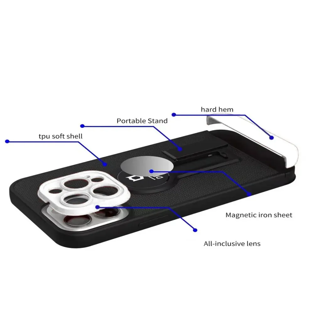 Husa Armor Design cu Stand pentru Samsung Galaxy A02s/ A03s, Negru/Alb, Suport Auto Magnetic, Wireless Charge, Protectie A...