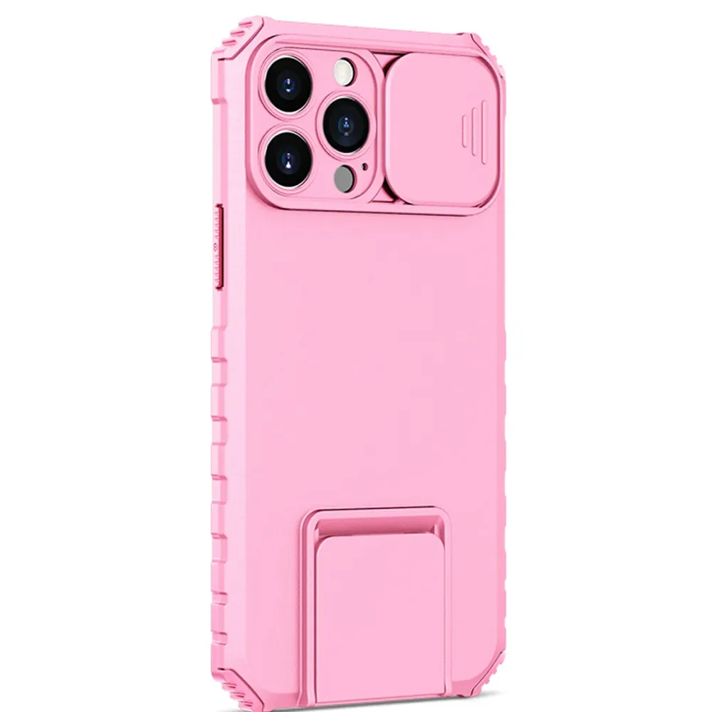Husa Defender cu Stand pentru Samsung Galaxy S22, Roz, Suport reglabil, Antisoc, Protectie glisanta pentru camera, Vivimall